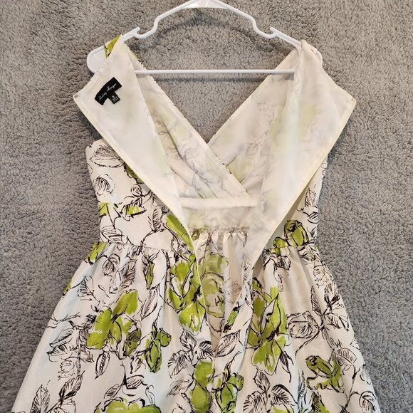 Hailey Morgan Cream Green Brown Floral Sleeveless Dress Sz 6 Wedding Guest - Picture 4 of 9